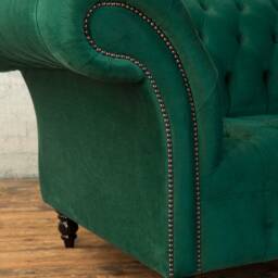 British Handmade 3 Seater Emerald Green Velvet Fabric Chesterfield Sofa - thumbnail 3