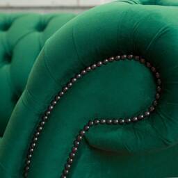 British Handmade 3 Seater Emerald Green Velvet Fabric Chesterfield Sofa - thumbnail 2