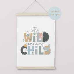stay Wild Print, Sea Nursery Under The Ocean Animals, Scandi Decor, Kids Wall Art - thumbnail 3