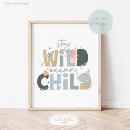 stay Wild Print, Sea Nursery Under The Ocean Animals, Scandi Decor, Kids Wall Art - thumbnail 1
