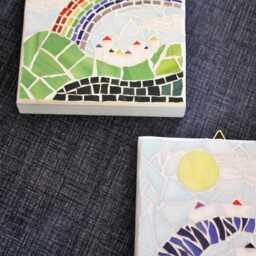 Modern Nautical Mosaic Wall Art, Stained Glass Sea Scene - 3.5x3.9 Inch - thumbnail 4