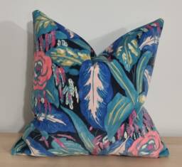 Floral Velvet Cushion Cover Fauvist Peacock Print - 45 X 45 cm - thumbnail 1
