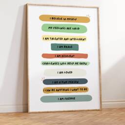 Affirmation Wall Print - Kids Prints Children's Room Positive Quotes Loved Strong Personalised - thumbnail 3