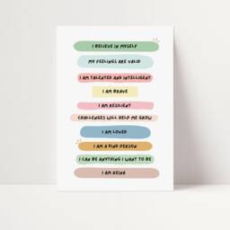 Affirmation Wall Print - Kids Prints Children's Room Positive Quotes Loved Strong Personalised - thumbnail 2