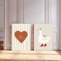 Set Of Two Neutral Nursery Prints, Kids Wall Art, Print Set, Goose Nursery Baby Art Kids Decor - thumbnail 1