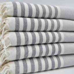 "Gray & Black Striped Towel, 40""x65" - thumbnail 2