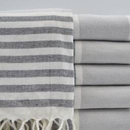 "Gray & Black Striped Towel, 40""x65" - thumbnail 3
