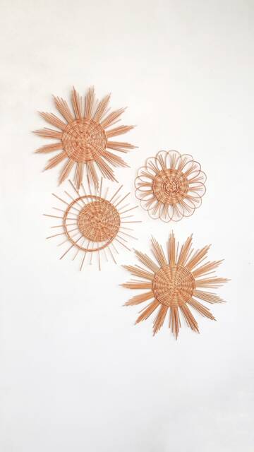 Wicker Sun & Flower Wall Decor Boho Nursery Hangings - image 1