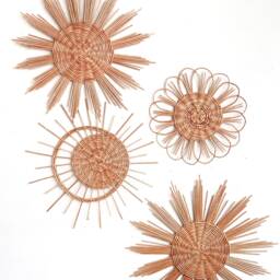 Wicker Sun & Flower Wall Decor Boho Nursery Hangings - thumbnail 3