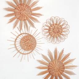 Wicker Sun & Flower Wall Decor Boho Nursery Hangings - thumbnail 2