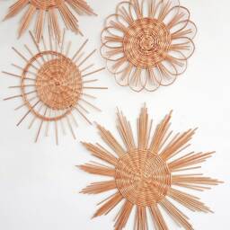 Wicker Sun & Flower Wall Decor Boho Nursery Hangings - thumbnail 4