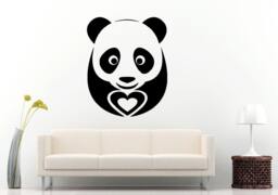 Panda Bear Holding Heart Cute Animal Children's Room Wall Decal Vinyl Sticker Mural Decor L993 - thumbnail 1