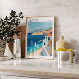Crete Travel Poster Greek Island Coastal Wall Art - thumbnail 3
