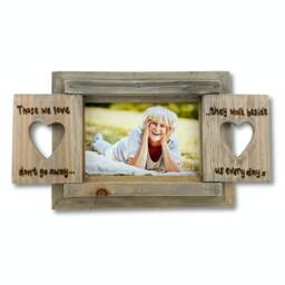 Those We Love Don't Go Away - Memorial Loss in Memory Any Message Engraved Personalised Driftwood Heart Shutter Photo Frame 6x4 - thumbnail 2