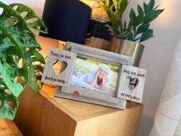 Those We Love Don't Go Away - Memorial Loss in Memory Any Message Engraved Personalised Driftwood Heart Shutter Photo Frame 6x4 - thumbnail 1