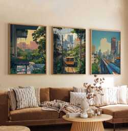 Set Of 3 Bangkok Posters, Prints, Wall Art, Decor Set, Thailand Travel Posters