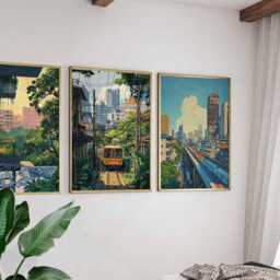 Set Of 3 Bangkok Posters, Prints, Wall Art, Decor Set, Thailand Travel Posters - thumbnail 3