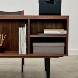 Desk in A Mid-Century Scandinavian Style Made Of Walnut Vaneer Livlo O-B01 - thumbnail 4
