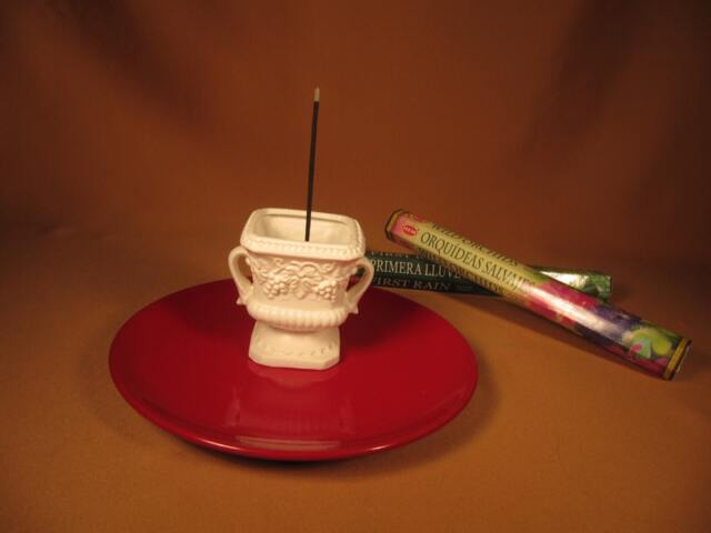 Incense Holder Made From Repurposed Vintage Ceramic Romaesque Planter & Dish Germany, Repurposed Urn Figurine German Plate - image 1