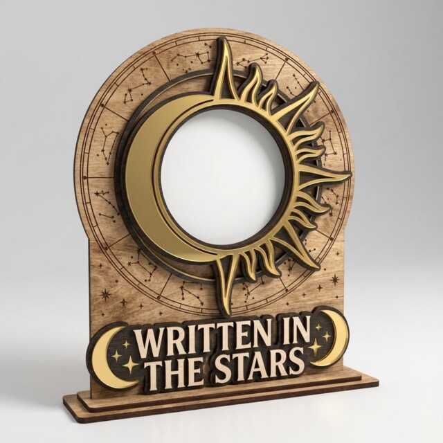 Sun Moon Celestial Photo Frame Personalized Astrology Gift Written in The Stars Wooden Picture Star Constellation Art - image 1
