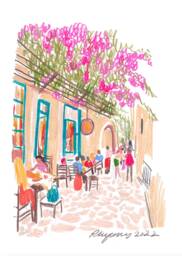 Plaka Sketch/ Travel Illustration/Art Print A5, A4, A3, A2 Wall Birthday Housewarming Gift Anniversary - thumbnail 1