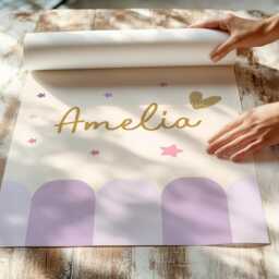 Lilac & Purple Unicorn Prints, Personalised, Tween Wall Artwork, Little Girls Bedroom Custom Name - thumbnail 2