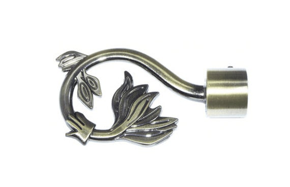 19mm Antique Brass Swirl Leaf Curtain Pole Finial