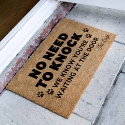 No Need To Knock Custom Dog Doormat - We Know You're Waiting Funny Rug Personalized Animal Lover Gift Sincerely The Dogs Home Decor - thumbnail 2