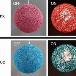 Colorful Hemp Rope Sphere Pendant Light - Globe Chandelier - thumbnail 3