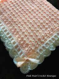 Crochet Baby Girl Blanket - Cream Spring Easter Gift New Baby's First - thumbnail 1