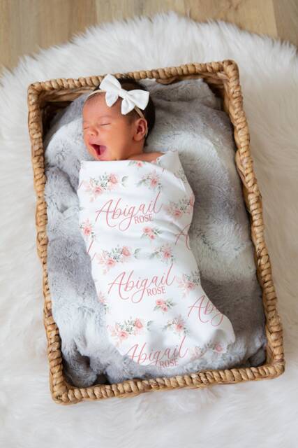 XJone Personalized Baby Blanket With Name - Custom Floral Blanket For Infant Girls, Newborn Gift