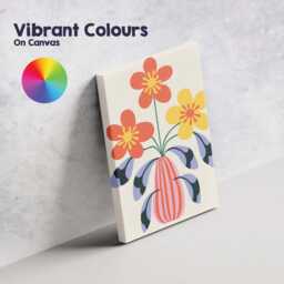 Scandinavian Floral Vase Arrangement With Coral & Yellow Blooms Canvas Wall Art Print Decor Picture Ready To Hang - thumbnail 4