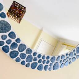 Icy Waters Blue Pebble Mosaic Round Mirror - thumbnail 3