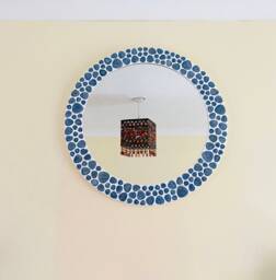 Icy Waters Blue Pebble Mosaic Round Mirror - thumbnail 1