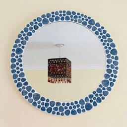 Icy Waters Blue Pebble Mosaic Round Mirror - thumbnail 4