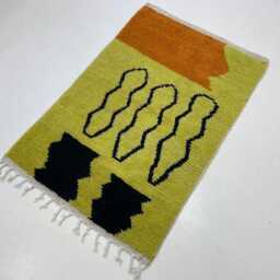 Hand Knotted Yellow Moroccan Rug Custom Wool Beni Ourain Rug - thumbnail 3