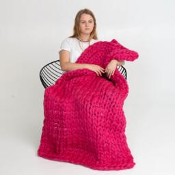Chunky Throw, Bulky Blanket, 100% Merino Wool Giant Large Knit Knitted Couch Lap Blanket 45 Colors - thumbnail 3