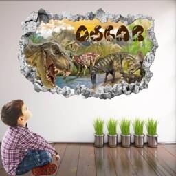 Personalized Dinosaur Wall Sticker For Kids Bedroom - Custom Name Decal Boys Room Art Decor - Kt3 - thumbnail 1