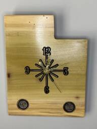 Utah Handmade Wood State Clock With Inlaid Quarters. Fully Customizable