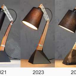 Handcrafted Oak Desk Lamp Geometric 3D Print Base, Industrial Lighting - thumbnail 4