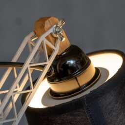 Handcrafted Oak Desk Lamp Geometric 3D Print Base, Industrial Lighting - thumbnail 3
