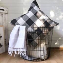Buffalo Check Pillow Cover Black & Oatmeal Farmhouse Decor - thumbnail 2