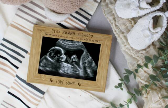 From The Bump Gift, Personalised Baby Scan Photo Frame, Message Bump, Mum To Be, Dad Be Pregnancy Reveal Picture Frame - image 1