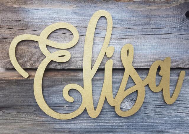 Custom Name Sign Baby Name Plaque Wooden Signs Gold Wooden Gold Wall Decors Gold Name Large Laser Cut Silver - image 1