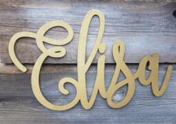 Custom Name Sign Baby Name Plaque Wooden Signs Gold Wooden Gold Wall Decors Gold Name Large Laser Cut Silver - thumbnail 1