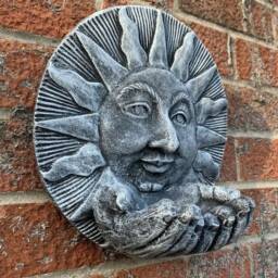 stone Garden Sun With Hands Bird Feeder Wall Hanging Plaque Ornament - thumbnail 2