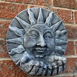 stone Garden Sun With Hands Bird Feeder Wall Hanging Plaque Ornament - thumbnail 3