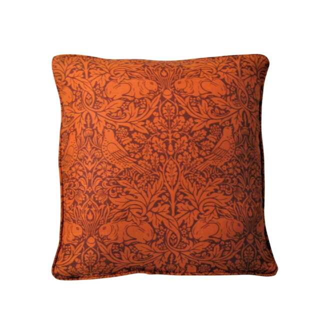 William Morris Brer Rabbit Cushion Cover Burnt Orange Linen Pillow - image 1