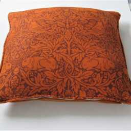 William Morris Brer Rabbit Cushion Cover Burnt Orange Linen Pillow - thumbnail 2