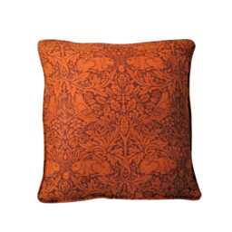 William Morris Brer Rabbit Cushion Cover Burnt Orange Linen Pillow - thumbnail 1
